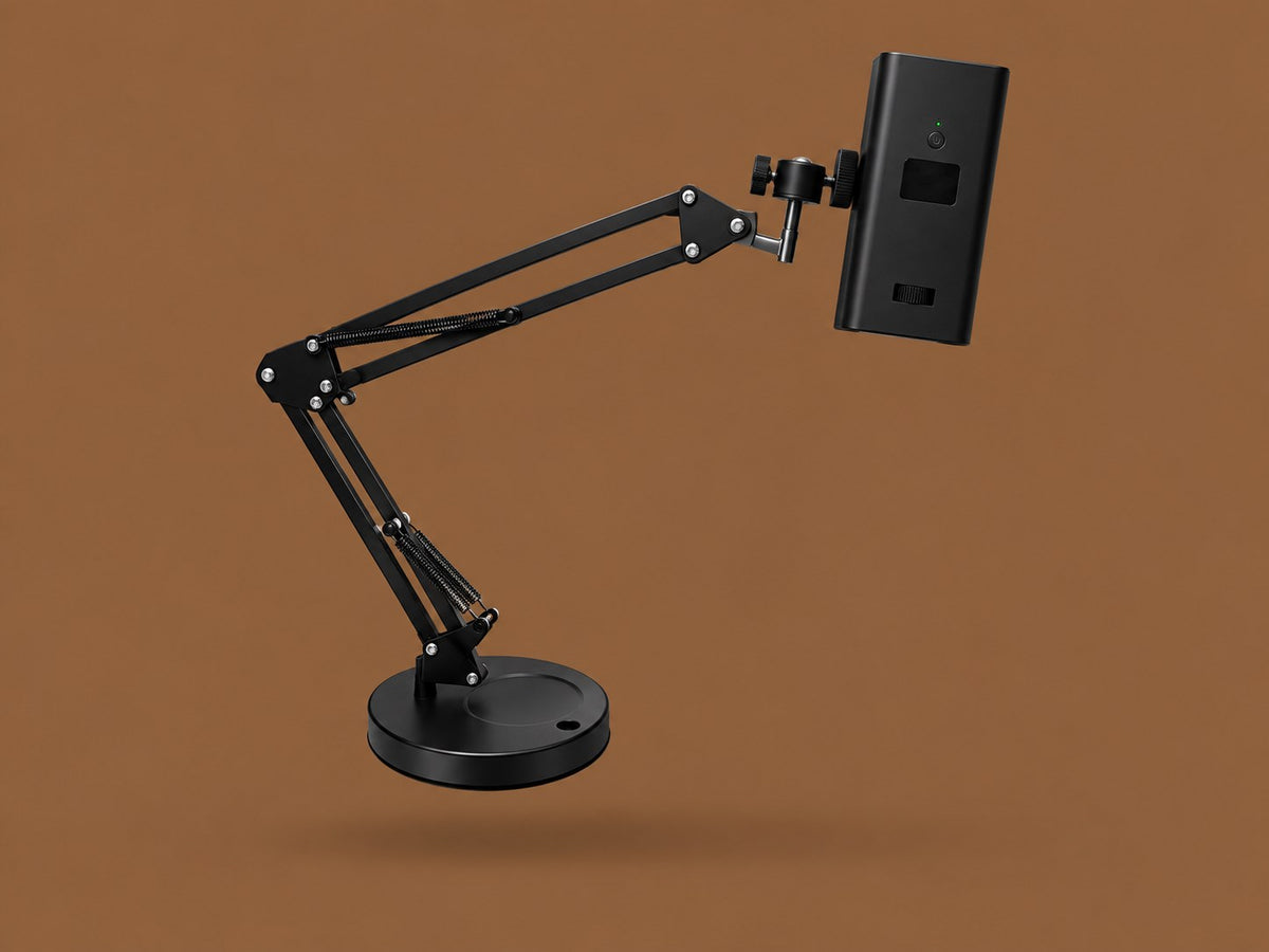 BRAND projector on a cedar brown background